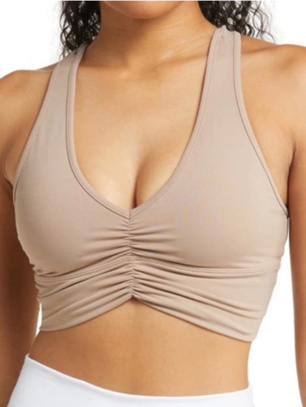 alo yoga tan wild thing cinched bra